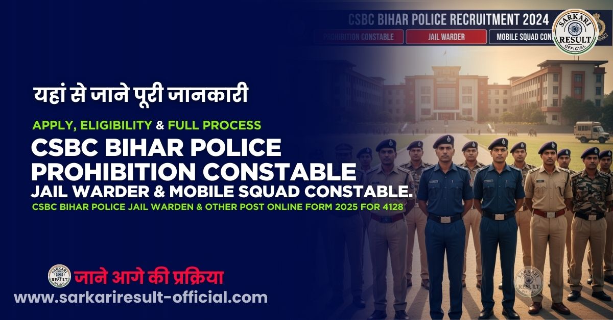 CSBC Bihar Police Recruitment 2025 – Apply Online for 4,128 Posts Step-by-Step Guide | Notification, Qualification, Syllabus, Selection Process & More
