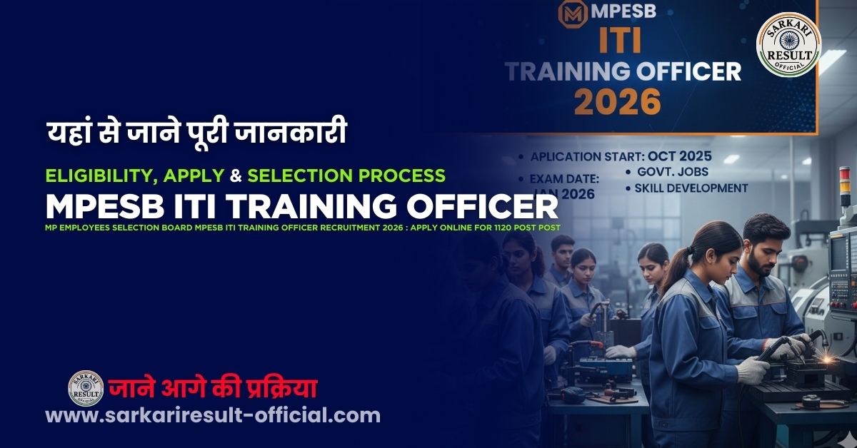 MPESB ITI Training Officer Online Form 2026 – Apply for 1120 Post – Step-by-Step Guide | Notification, Qualification, Selection Process & More